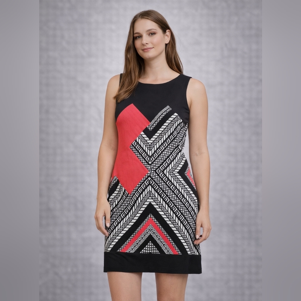 Emma & Michele Sleeveless Geometric Print Dress – Size M